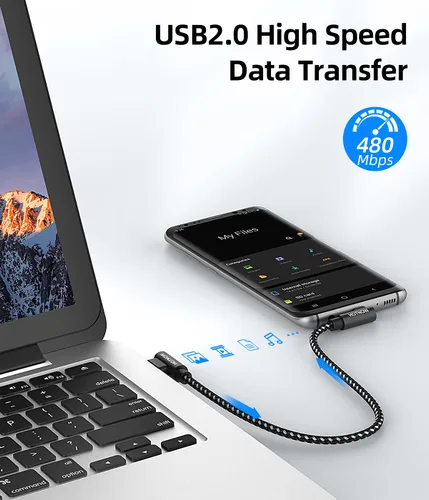 Vista 6 de Cable USB C corto de ángulo recto de 0.5 pies, paquete de 3 cables de carga USB C de 6 pulgadas, cable de carga rápida trenzado de nailon