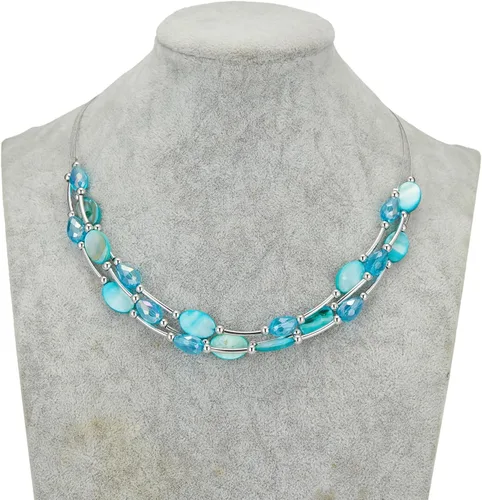 Vista 3 de Collar a capas con cristal para mujer, gargantilla con cadena de plata gruesa, regalo de cumpleaños para mujer