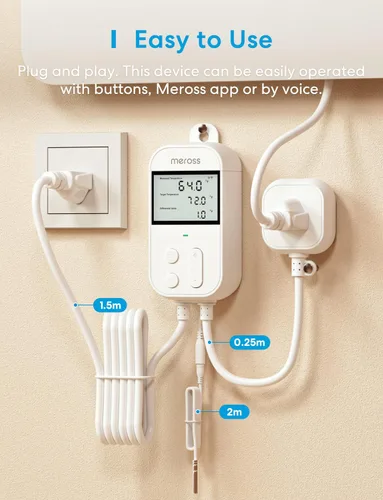 Vista 3 de meross Termostato Inteligente Controlador de Temperatura Wi-Fi Funciona con Apple Home, Alexa, Google Home, SmartThings Calefacción Refrigeración