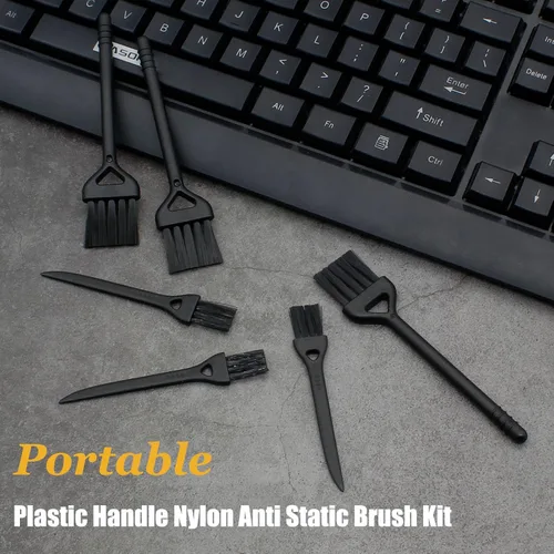 Vista 5 de Cepillo de limpieza de teclado, 6 piezas de mango de plástico de nailon antiestático kit de cepillo apto para teclado de computadora, laptop