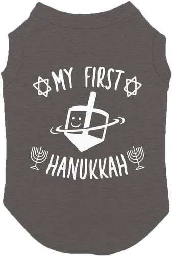 Vista 11 de My First Hanukkah - Camiseta para perro Menorah Dreidel (negro, XS)