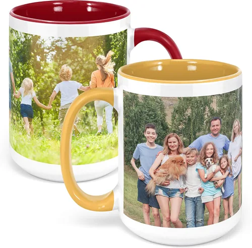 Vista 18 de Taza de café con foto personalizada, 11 onzas, color negro, con imagen envolvente, texto, taza de cerámica personalizada con imagen, taza