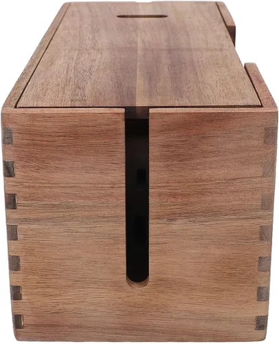 Vista 3 de Wood Cable Management Box, Premium Wood Cord Hider Organizer for Power Strip and Charging Cables, Under Desk Cable Storage Box, Ideal for Office