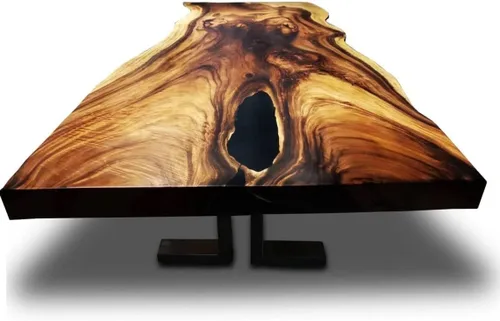 Vista 4 de Mesa EPOXY grande personalizada, mesa de comedor de resina para mesa de 2, 4, 6, 8 ríos, mesa de centro de epoxi de madera, mesa de sala de estar