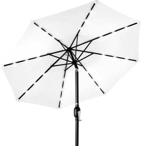 Vista 16 de Best Choice Products Sombrilla de Patio Solar de Poliéster con Luz LED de 10 pies con Ajuste de Inclinación y Tela Resistente a los Rayos UV - Gris
