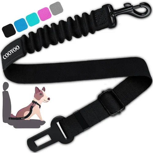 Vista 9 de COOYOO cinturón de seguridad retráctil y ajustable para perro, juego de 3 piezas, cinturón de nailon para vehículo, para que tu mascota esté segura