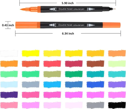 Vista 2 de SMOOTHERPRO 36 rotuladores duales, rotulador de arte de punta fina, bolígrafo de color de doble punta para adultos, tarjetas de felicitación