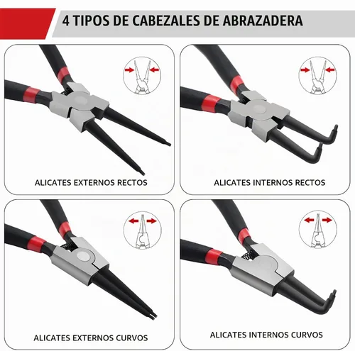 Vista 2 de Juego de alicates de anillo a presión de 7 pulgadas, 4 alicates de anillo