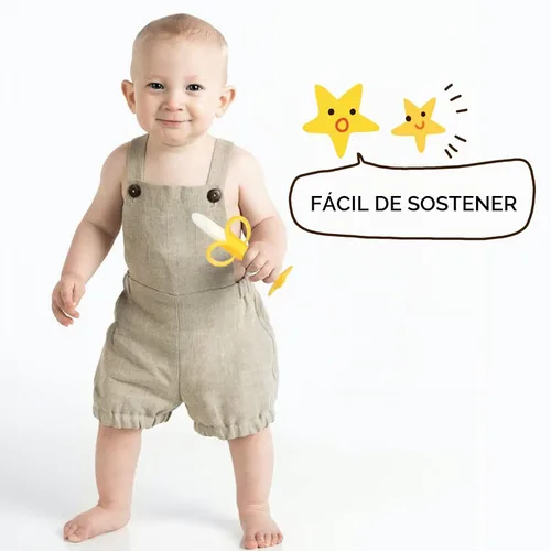 Vista 4 de Chuya Juguetes de dentición para bebés, mordedores con cepillo de dientes de plátano, cepillado de dientes, sin BPA, juguete masticable, para bebés
