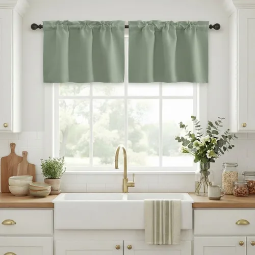 Vista 45 de NICETOWN Cortinas Opacas Cortas - Tratamiento de Ventana con Aislamiento Térmico, Niveles de Cortina Pequeños para Sala de Estar/Cocina, 2 Paneles