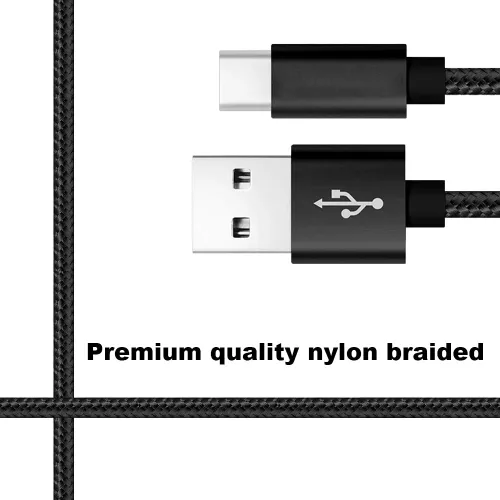 Vista 2 de RoFI Cable USB tipo C, [paquete de 2] cable USB C de nailon trenzado de carga rápida para Galaxy S10 S9 S8 Plus Note 9 8, Pixel, Moto Z, LG V30 V20