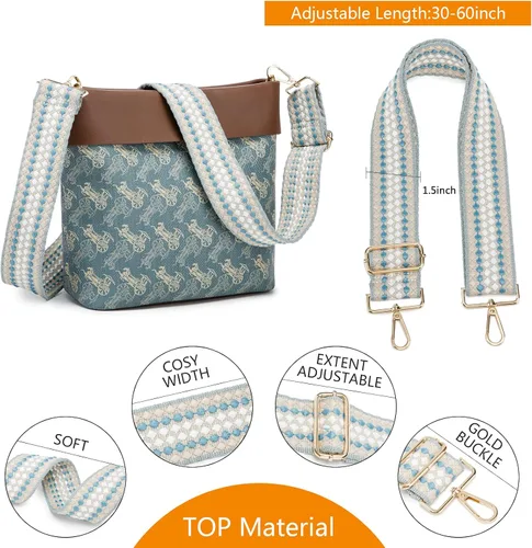Vista 5 de Bolso bandolera retro de cuero vegano para mujer, con correa de hombro de leopardo romovable
