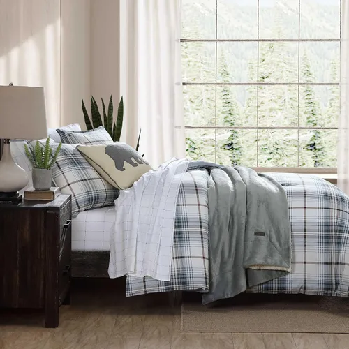 Vista 8 de Eddie Bauer - Juego de edredón twin, ropa de cama reversible a cuadros con funda a juego, peso medio para uso durante todo el año, artículos Aliso