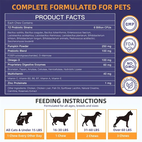 Vista 8 de NATURE TARGET Probióticos para perros, 6 mil millones de probióticos para perros con prebióticos y enzimas para la salud digestiva e intestinal