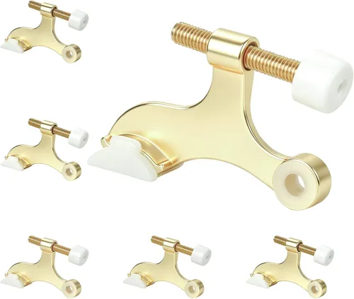 Vista 11 de HOME MASTER HARDWARE Tope de puerta con pasador de bisagra, paquete de 2 topes de puerta ajustables resistentes de color negro mate con parachoques