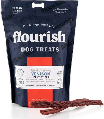 Vista 13 de Flourish Pets Angus - Palitos de carne seca de res, golosinas para perros, masticables de entrenamiento saludable (8 onzas)