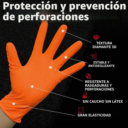 Vista 4 de Jointown Guantes Básicos de Nitrilo de Servicio Pesado, Guantes de Mecánico de Nitrilo Desechables de 8 Mil, con Textura de Diamante Elevada, Caja