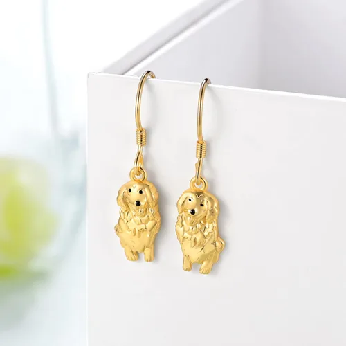 Vista 4 de Daixiya Aretes de plata de ley S925 Golden Retriever colgantes para amantes de los animales, joyería de oro para perros para mujeres y niñas, Plata