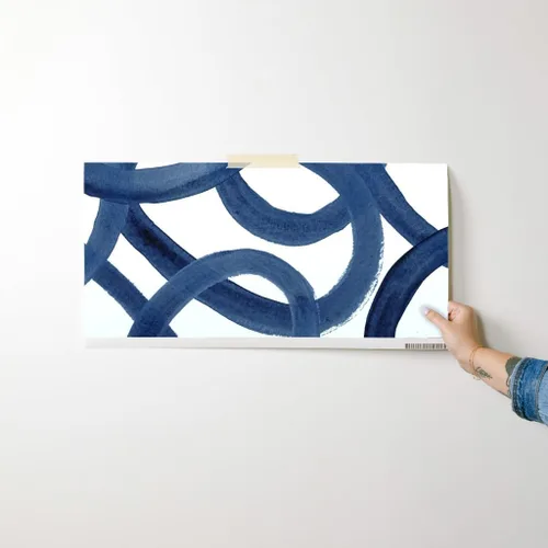 Vista 7 de Muestras de papel tapiz autoadhesivo – Círculos extra grandes, color azul marino y blanco, papel pintado extraíble personalizado por Spoonflower