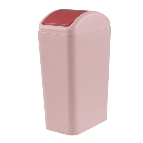 Vista 8 de Bote de basura de 3 galones con tapa, cubo de basura de plástico con tapa abatible (gris) Slim Swing-Top Waste Bin, Narrow Rectangular Body