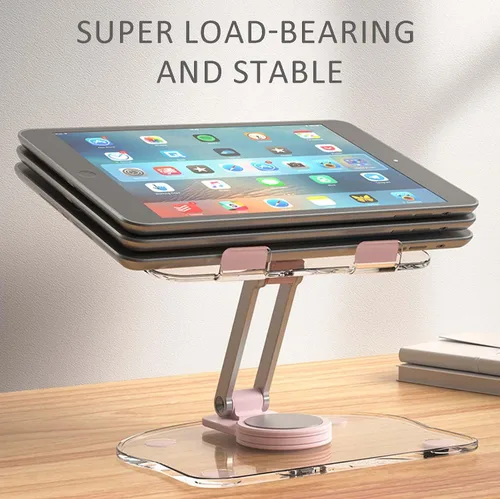 Vista 3 de Soporte giratorio de 360 grados para tableta móvil, soporte ajustable para tableta, base de escritorio plegable ajustable, multiángulo, base