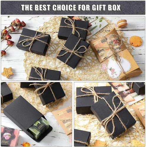 Vista 6 de Gersoniel 50 cajas de jabón de papel kraft para hacer jabón casero, suministros para recuerdos de fiesta, sin ventana, embalaje de envoltura de Negro