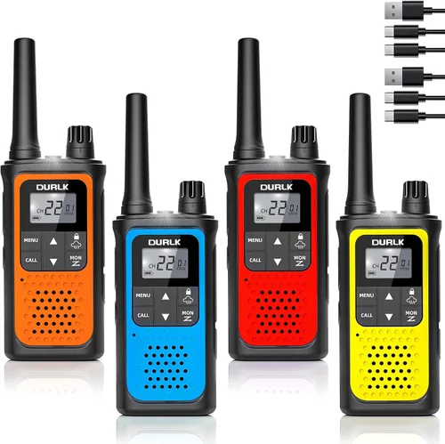 Vista 10 de Walkie Talkies recargables de largo alcance, paquete de 4 Walkie Talkies para adultos NOAA con alerta meteorológica, radio de 2 vías de 22 canales