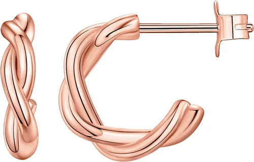Vista 20 de PAVOI Aretes de aro gruesos chapados en oro de 14 quilates para mujer - Aretes pequeños de aro de oro con postes de plata de ley 925 - Joyería