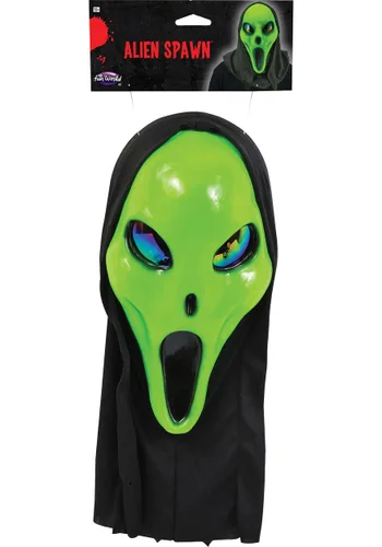 Vista 2 de Máscara de disfraz de criatura alienígena verde para adultos Multicolor