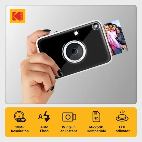 Vista 2 de KODAK Printomatic+ - Paquete de inicio de cámara digital de impresión instantánea + Estuche de transporte + Papel fotográfico adhesivo Zink de 20