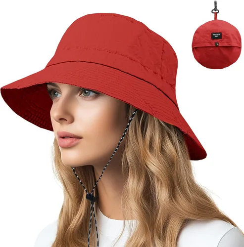 Vista 20 de NPQQUAN Sun Bucket Hats for Woman Men Lightweight Sun Hat Packable Foldable Beige