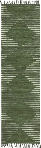 Vista 12 de Unique Loom Chindi Cotton Collection - Alfombra de área Briah (2 pies 2 pulgadas x 6 pies 1 pulgada, verde/marfil)