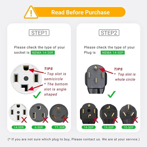 Vista 3 de Cable adaptador de cargador NEMA 14-30P a 14-50R EV, 30 amperios a 50 amperios, 4 clavijas para secadora a enchufe EV, cable de calibre 10