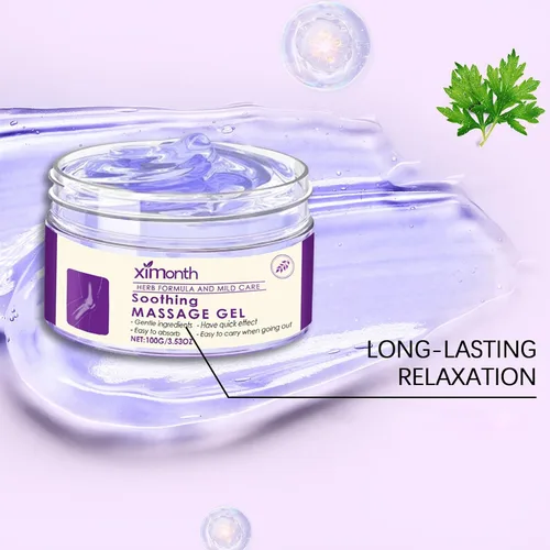 Vista 2 de Gel de masaje calmante para aliviar las articulaciones, gel morado que calma las rodillas, la lumbar, el cuello, las manos, los pies