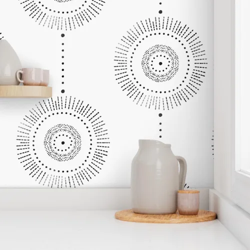 Vista 8 de Spoonflower Boho Geometric Pre-Pasted Removable Wallpaper Sample 12" x 24" Watercolor Circles Abstract Neutral Self-adhesive, removable and