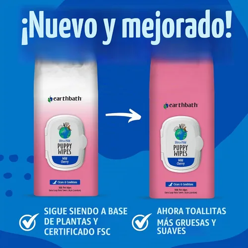 Vista 3 de earthbath Toallitas ultra suaves para cachorros de cereza silvestre, 100