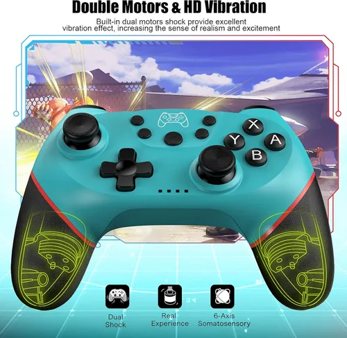 Vista 3 de Diswoe Controlador de interruptor, controlador de interruptor Bluetooth para SwitchSwitch Lite, controlador de interruptor inalámbrico con turbo