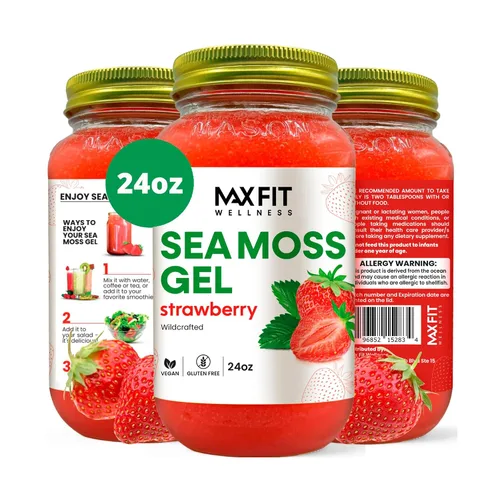 Vista 10 de Gel de musgo marino crudo (12 sabores) de 24 onzas, gel de musgo marino dorado silvestre de Santa Lucía 92 vitaminas y minerales puro crudo +
