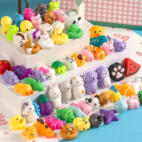 Vista 7 de Paquete de 25 juguetes esponjosos, mini mochi squishies para niños, lindos juguetes esponjosos, juguetes sensoriales suaves, juguetes esponjosos