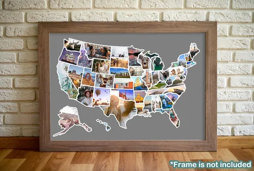 Vista 3 de Mapa de fotos de Estados Unidos – Mapa de viaje de 50 estados de 24 x 36 pulgadas, incluye creador de fotos, regalo ideal para parejas, aventureros
