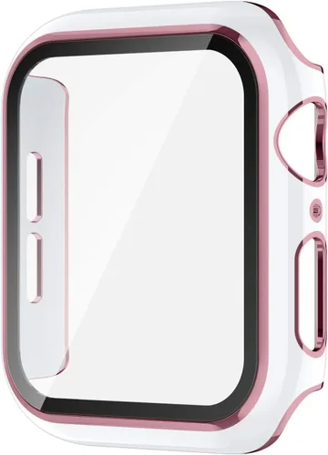 Vista 9 de Adepoy Paquete de 8 fundas con protector de pantalla de vidrio templado compatible con Apple Watch SE3 SE2 SE Series 6/5/4 de 1.575 pulgadas