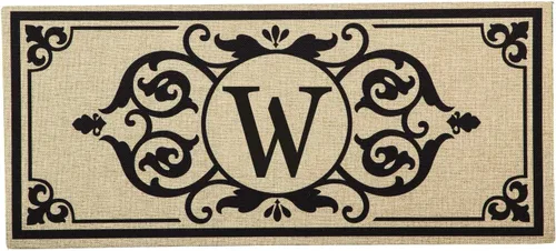 Vista 21 de Evergreen Flag Cambridge Monogram Letra A Burlap Sassafras Switch Mat 22" x 10