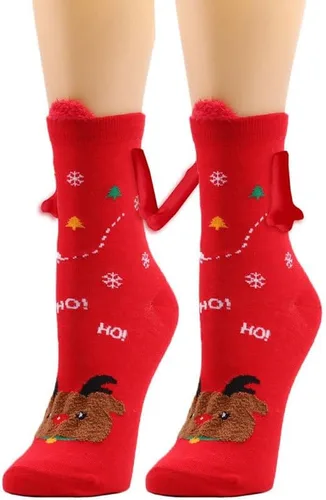 Vista 7 de Anager 5 pares de calcetines de Navidad de la mano tomados de la mano pareja magnética mano media tubo calcetines divertidos regalos de Navidad