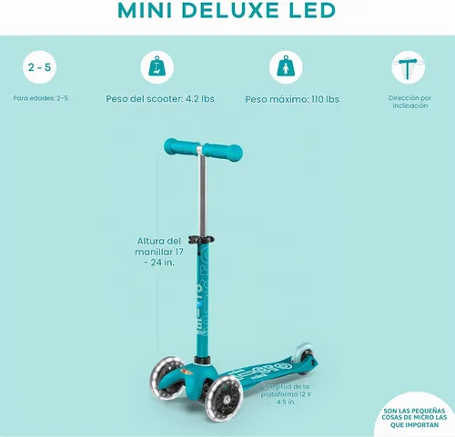 Vista 9 de Micro Kickboard Mini 3-Wheel Toddler Scooter Aguamarina