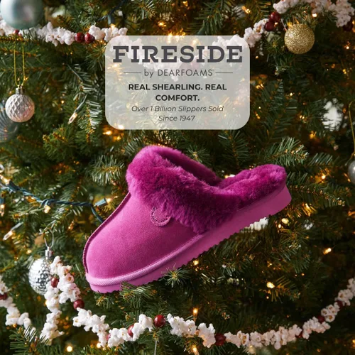 Vista 75 de Dearfoams Fireside Sydney Pantuflas anchas de piel de oveja para mujer, para interiores y exteriores