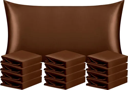 Vista 111 de NTBAY Paquete de 2 fundas de almohada estándar de satén para cabello y piel, lujosas y sedosas fundas de almohada con cierre de sobre, 20 x 26