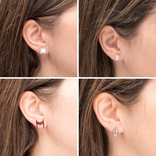 Vista 4 de Marvel Studios - Juego de aretes de acero inoxidable con base de metal para mujer, con licencia oficial de WandaVision, se vende en 4 pares