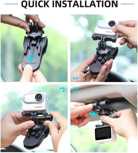 Vista 8 de Soporte para visera solar de automóvil para teléfono celular, abrazadera de teléfono de rotación de 360°, soporte de montaje para automóvil