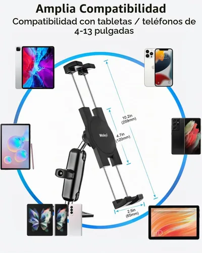 Vista 6 de Soporte para tablet con base de taladro resistente para coche/camión – [brazo ajustable de 360° de metal] Soporte de tablero de instrumentos