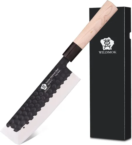 Vista 16 de WILDMOK GYUTO - Juego de 4 cuchillos de chef de sushi Yanagiba-Deba-Nakiri-Utilidad, cuchillos de fileteado de pescado con hoja de acero alemán